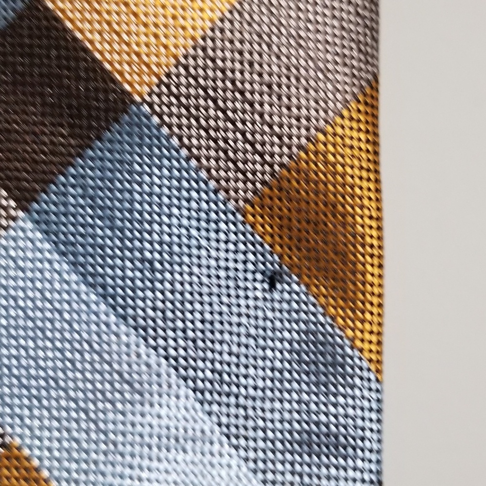 Men'd Blue and Orange Plaid Tie - Picture 2 of 3